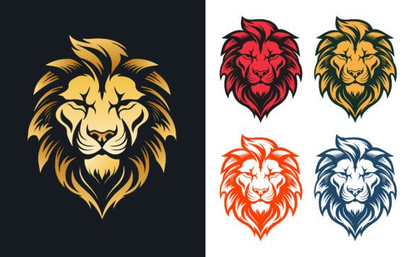 Download Mascot Lion Head Face Logo Design Vector - Lion Collection