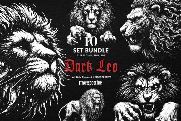Download 10 Bundle Dark Art Leo Zodiac Lion Beast - Premium Resources