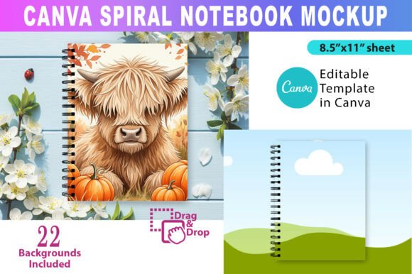 Download Canva Spiral Notebook Mockup, - Spiral Collection