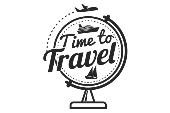 Download Time to Travel Black Stamp. World Trip L - Travel Collection